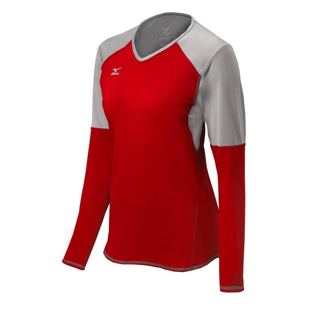 Damske Dresy Mizuno Techno VI Long Sleeve Volejbalove Červené/Strieborne/Siva Vypredaj MBPQ10986